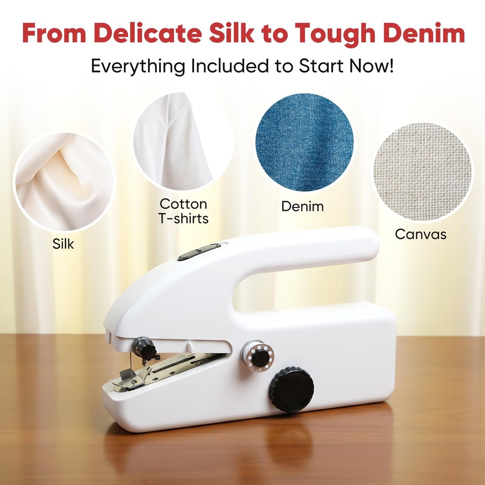 Portable Handheld Sewing Machine for Beginners – Mini Stitching Tool 1, White
