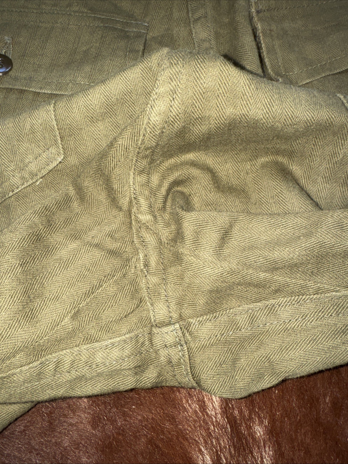 Vintage Military HBT Pants Trousers Sz 31x32 Faded Gusset Maker Unknown