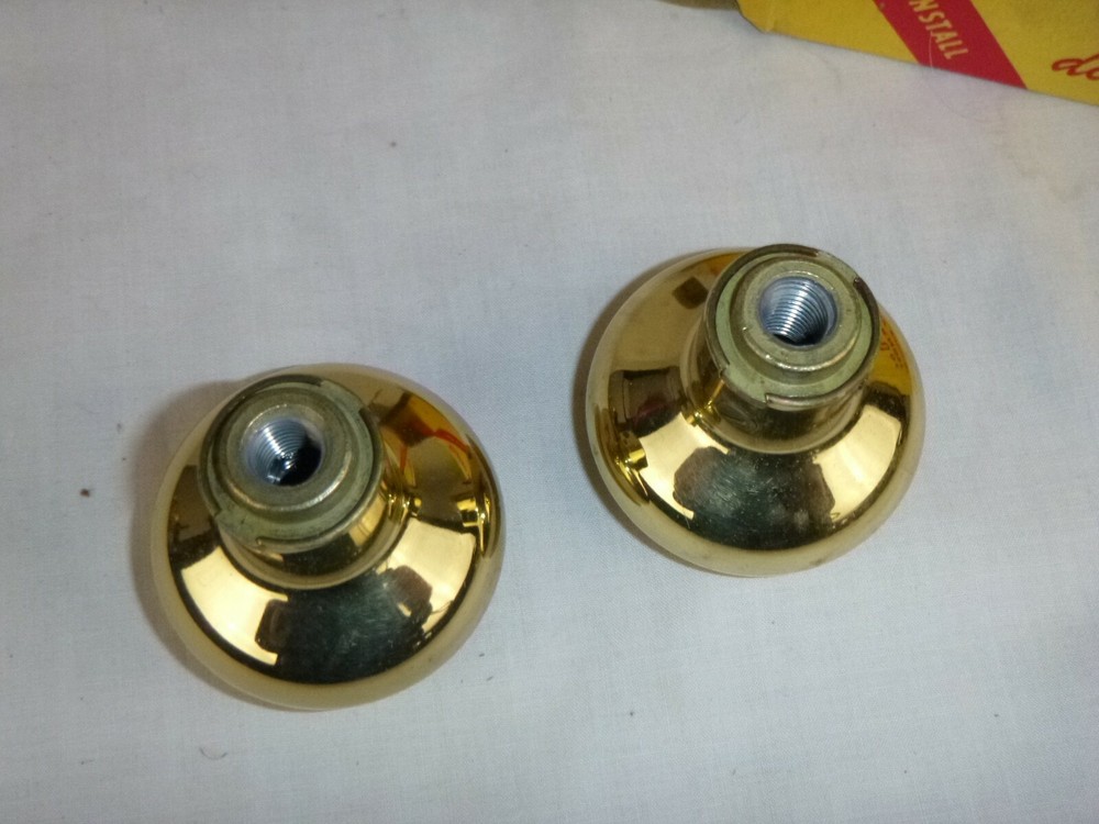 NOS Vtg Montgomery Wards Brass Replacement Door Knobs 2"