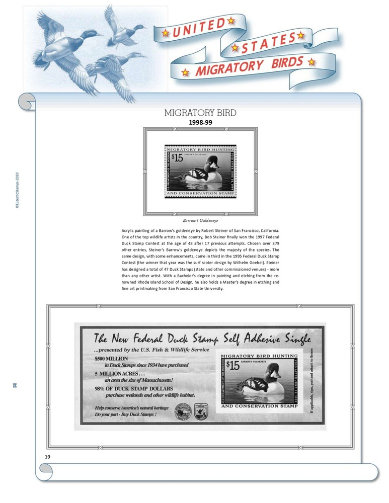 U.S. Federal Duck Stamps Supplement (No Jr.) 1934 - 2025 (White Ace Alternative)