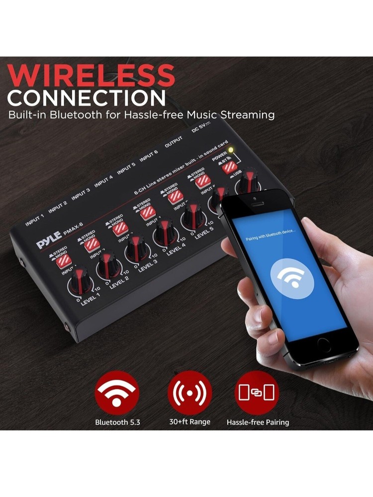 USB Audio Interface - 6 Mono/Stereo Switching Inputs | Ultra-low Noise Design wi