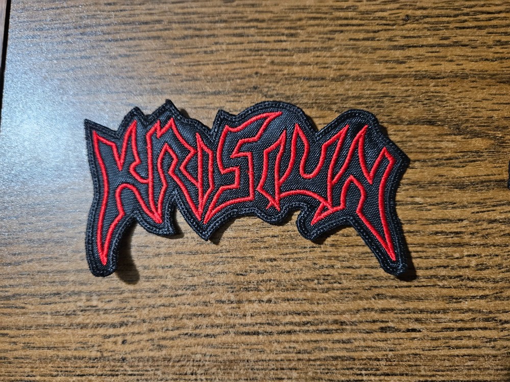 KRISIUN, SEW ON RED EMBROIDERED PATCH