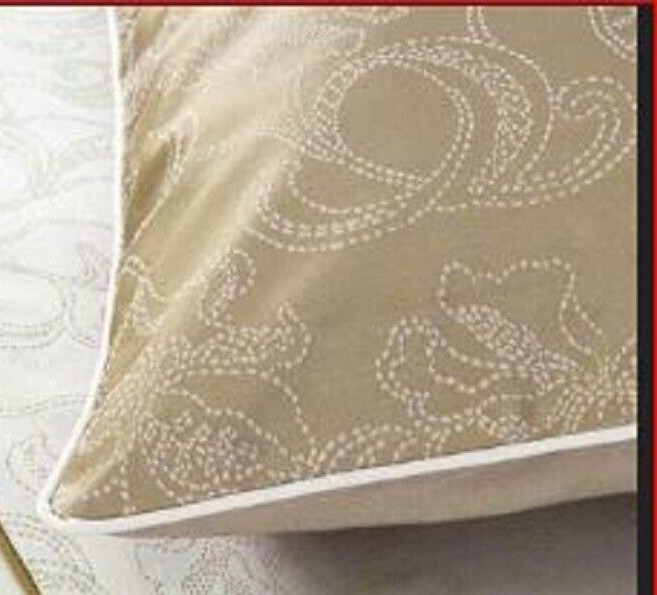 NWT Yves Delorme Accent Throw Cushion Pillow Cover Tan Floral Swirls Embroidery