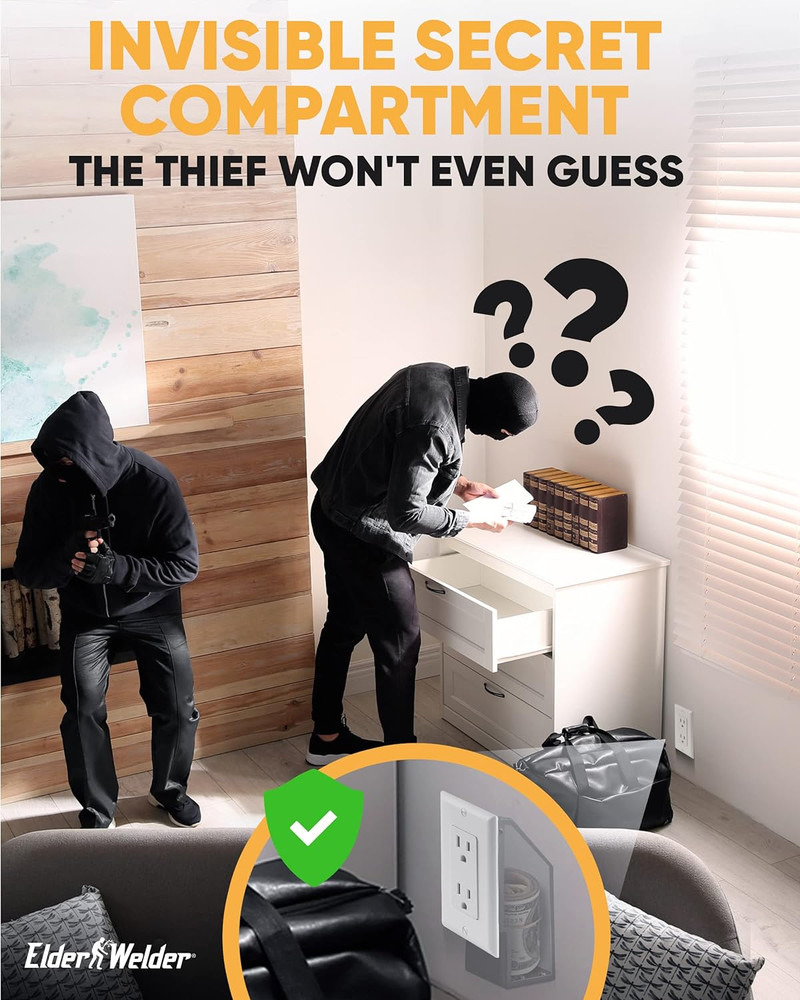 Robust Steel Construction Wall Outlet Hidden Safe with Replaceable Wall Plate