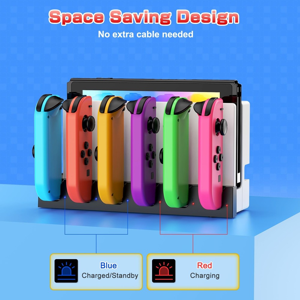 Switch Charging Dock for Joycons - Charge for 6 Joycons Simultaneously - OLED...