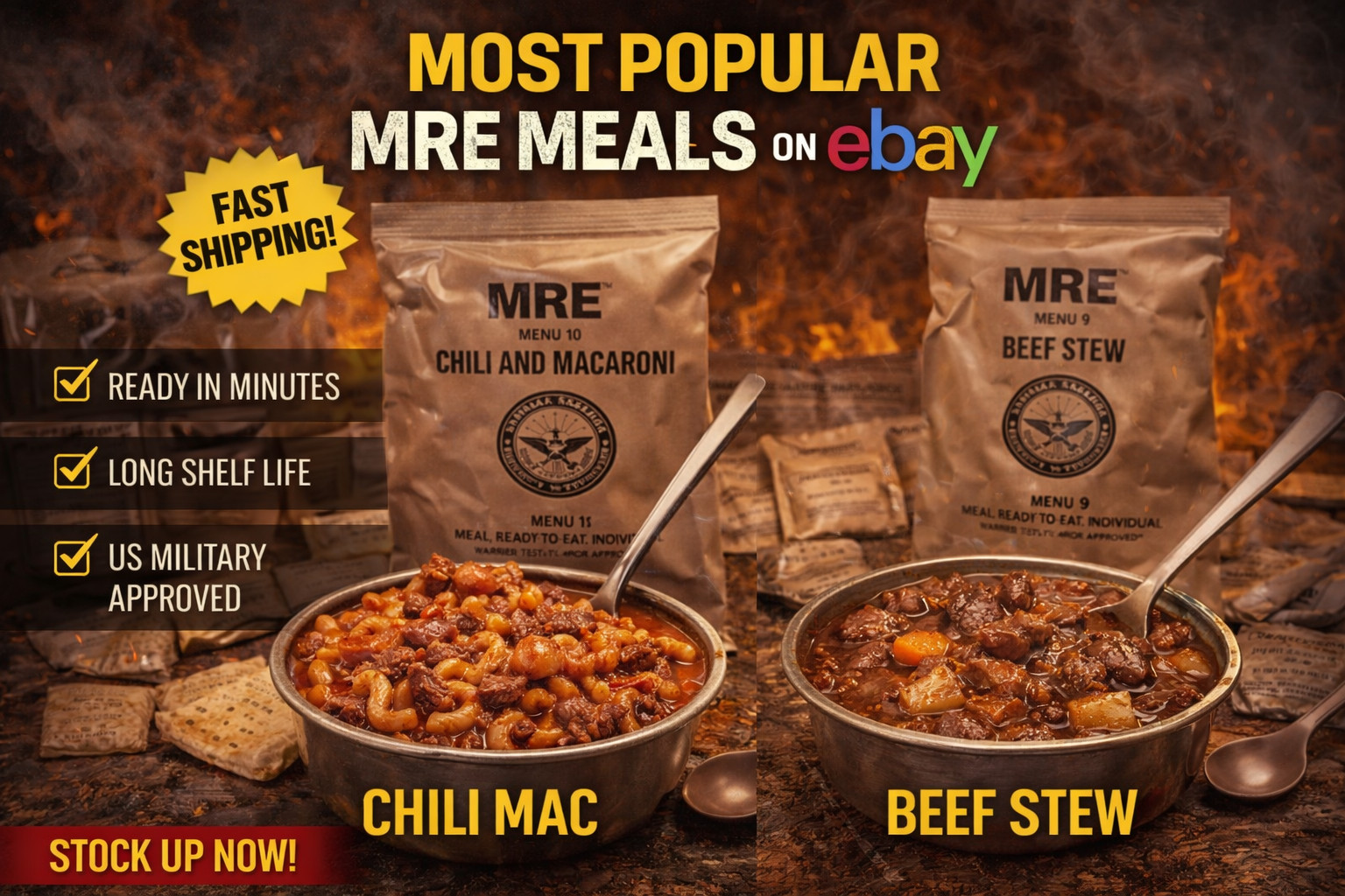 2 Pack MRE Emergency Ready To Eat Meals – Storm & Power Outage Food USA