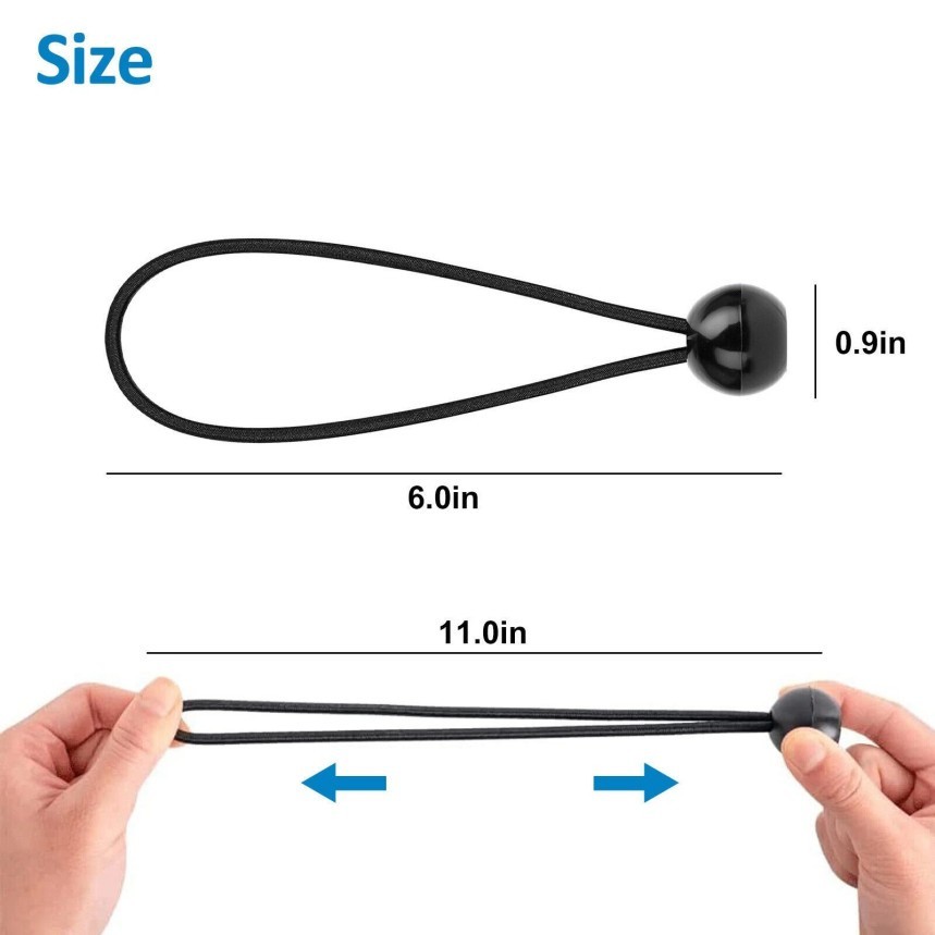 6" Ball Bungee Bungie Cord 100Pcs Black Heavy Duty Canopy Tarp Tie Downs * \