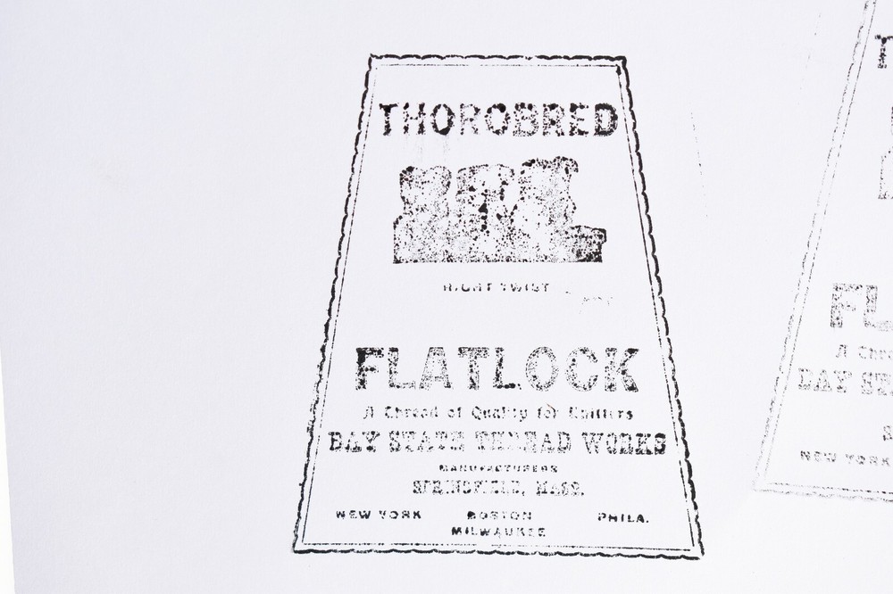 ANTIQUE PRINTER BLOCK ADVERTISING "THOROBRED" THREAD SPOOL SPRINGFIELD, MASS