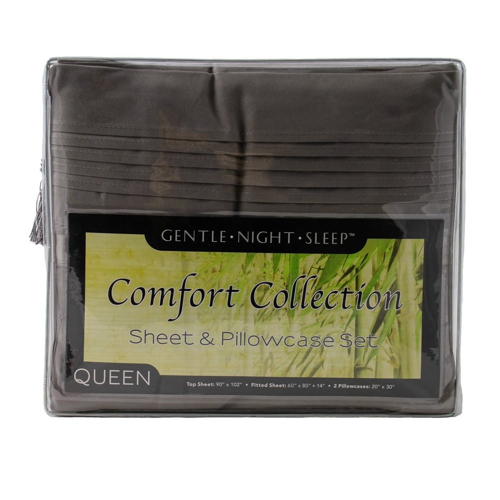 Microfiber 4pc Queen Sheet Set Slate Grey 100gsm Flat