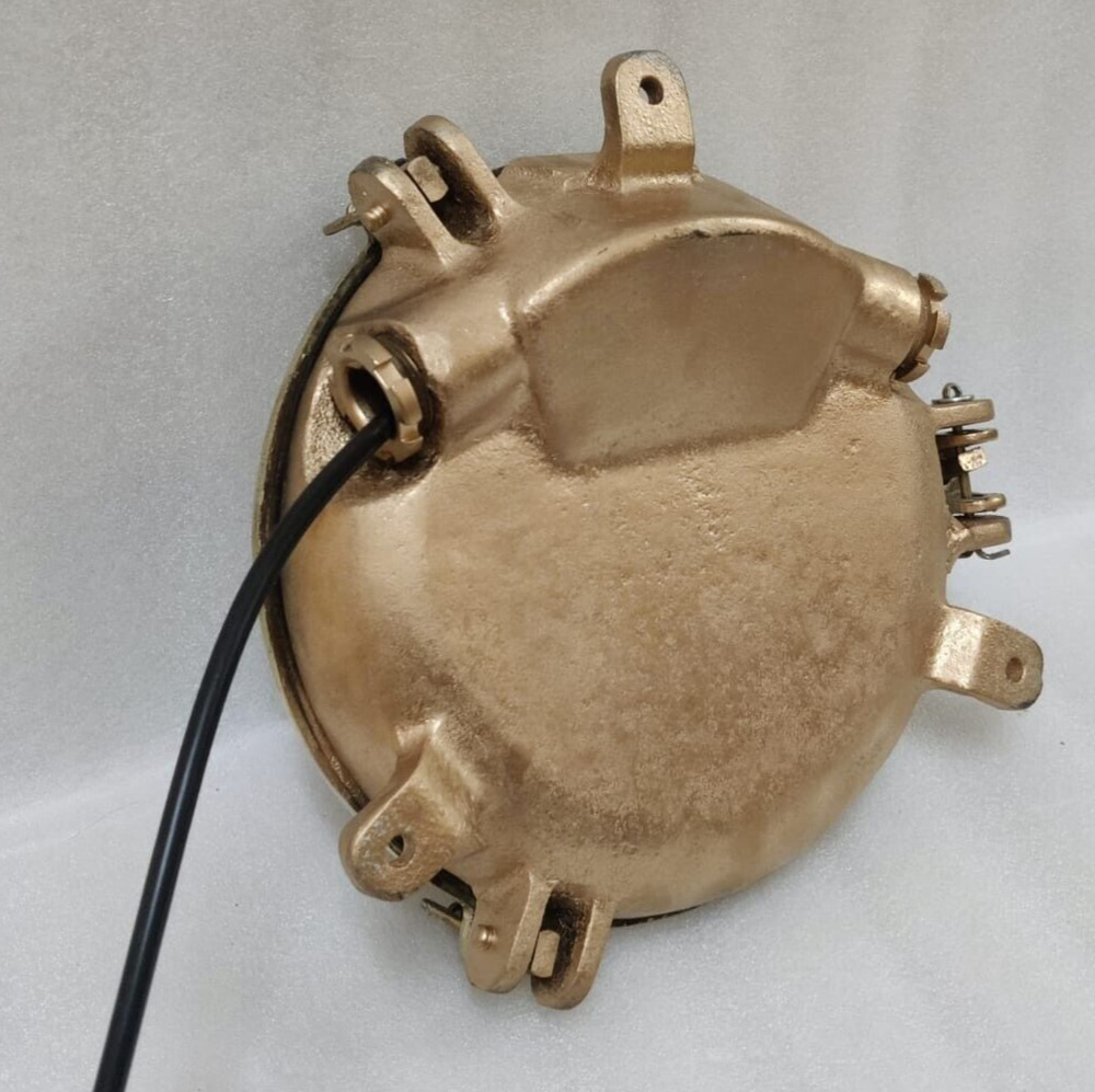 Vintage original Brass Cage&Iron Base Bulkhead passageway Light 2PC.