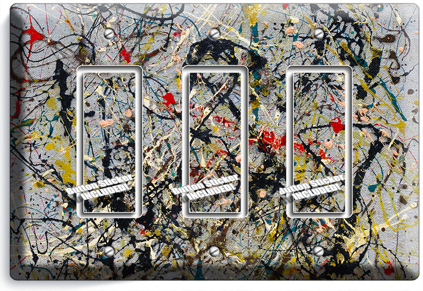 JACKSON POLLOCK INSPIRED ABSTRACT 3 GFCI LIGHT SWITCH WALL PLATE ROOM ART DECOR