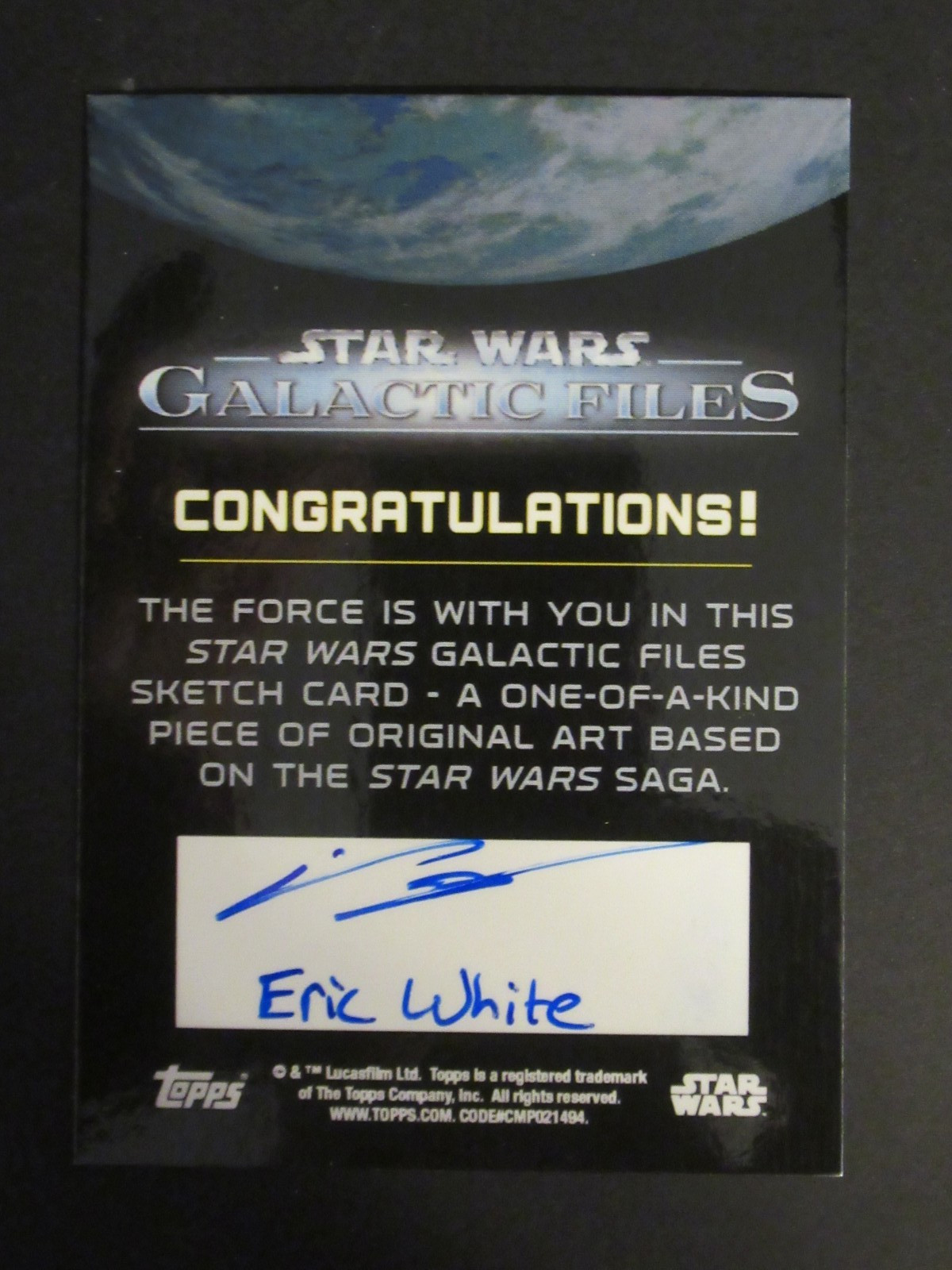 Star Wars Galactic Files Eric White Death Star 1/1 Sketch Card Topps