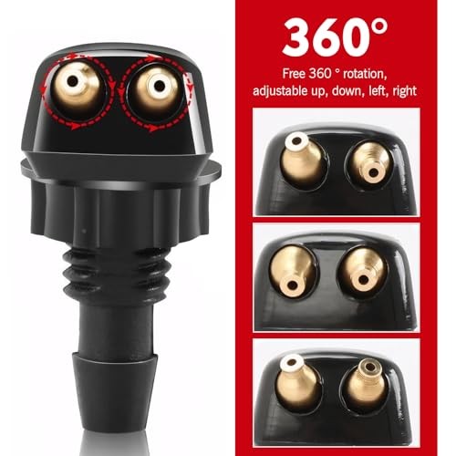 2PCS Windshield Washer Nozzle, Front Windshield 2 PCS #Straight Column Black