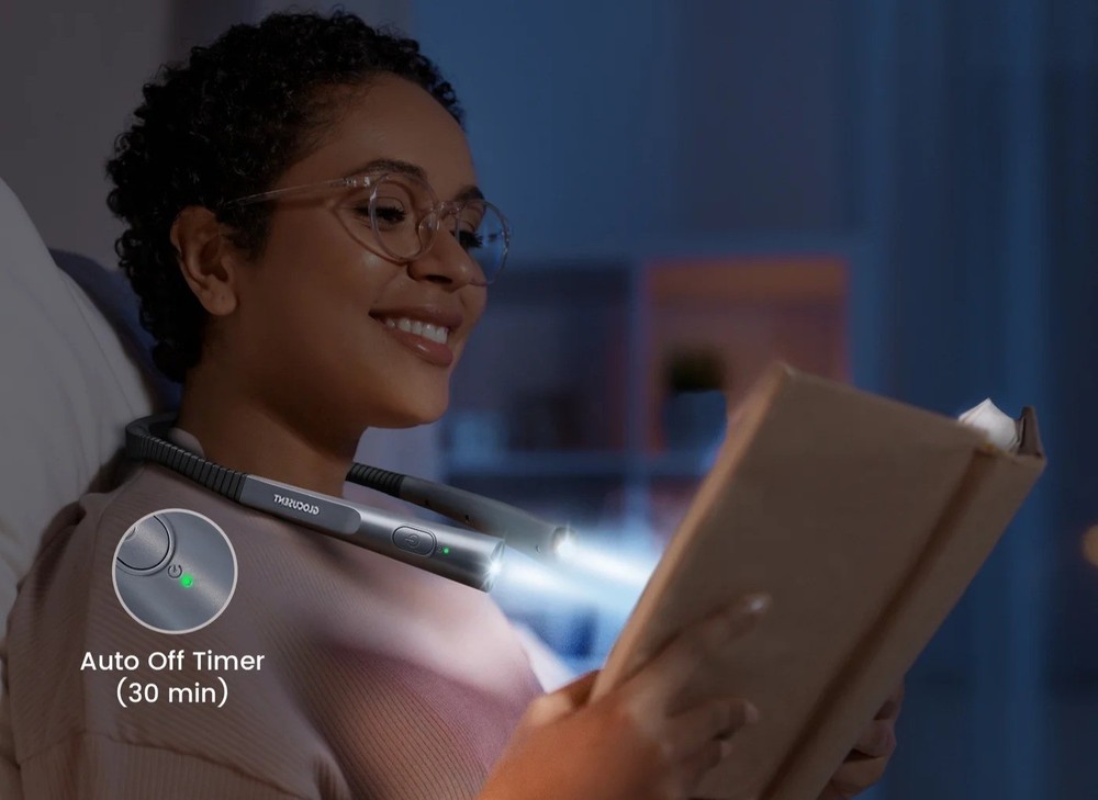 Glocusent Rechargeable LED Neck Reading Light Flexible Arm Adjustable Brightness