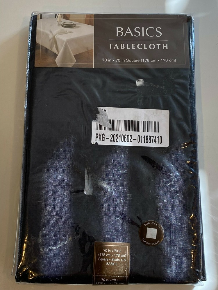 Basics Tablecloth 70" x 70" Square - Black - New