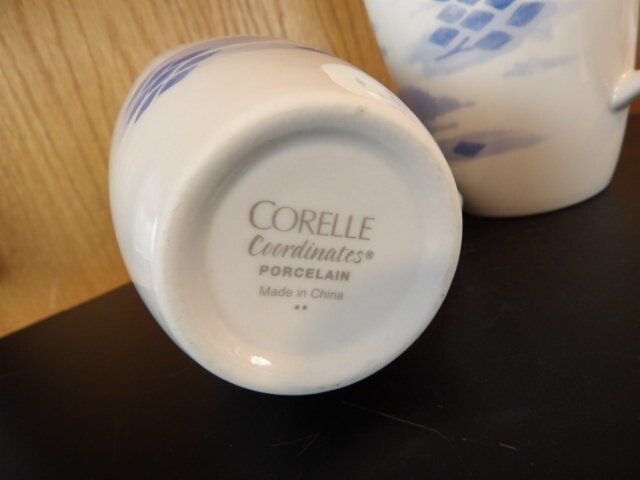 Corelle Square BLUE DIAMONDS Coffee, Tea, Mugs, Cups,