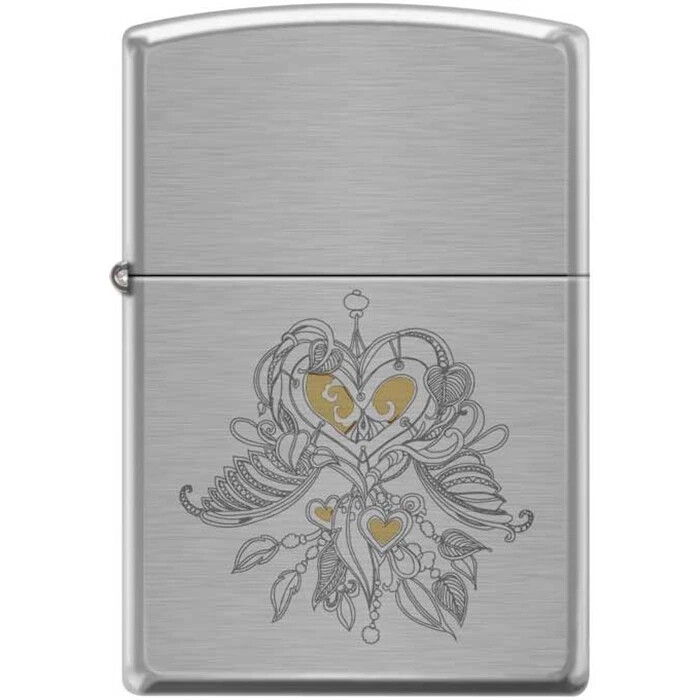 Zippo Lighter - Heart Locket Brushed Chrome - 854779