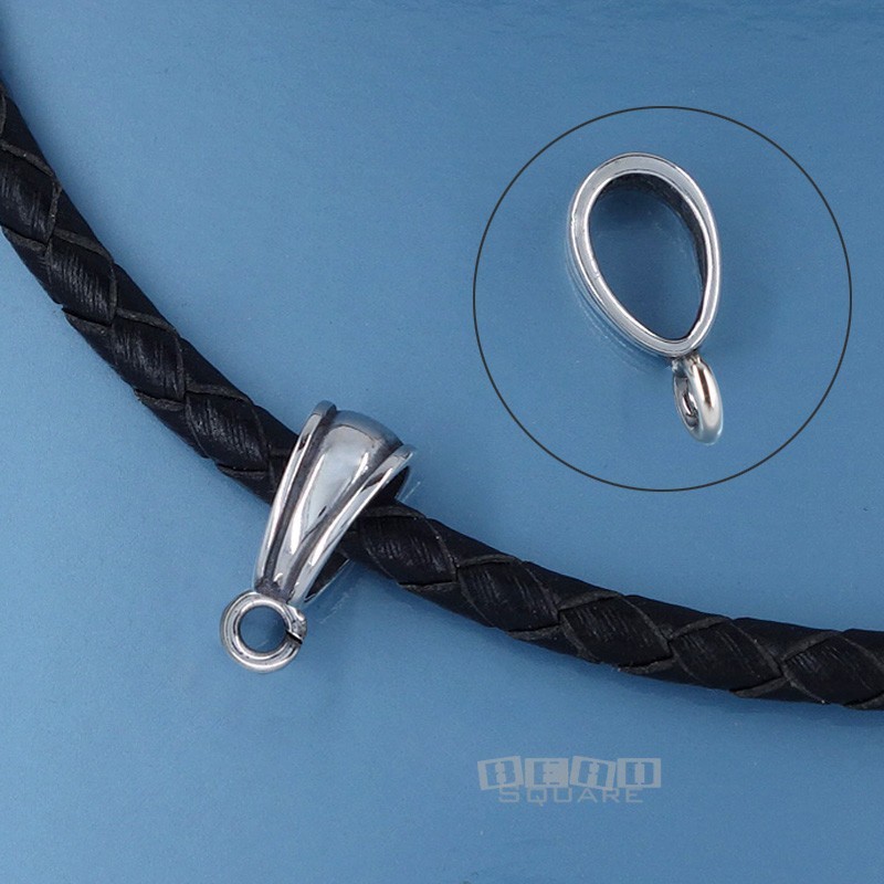 Oxidized Solid Sterling Silver V Pendant Bail Connector w/Open Loop #33392