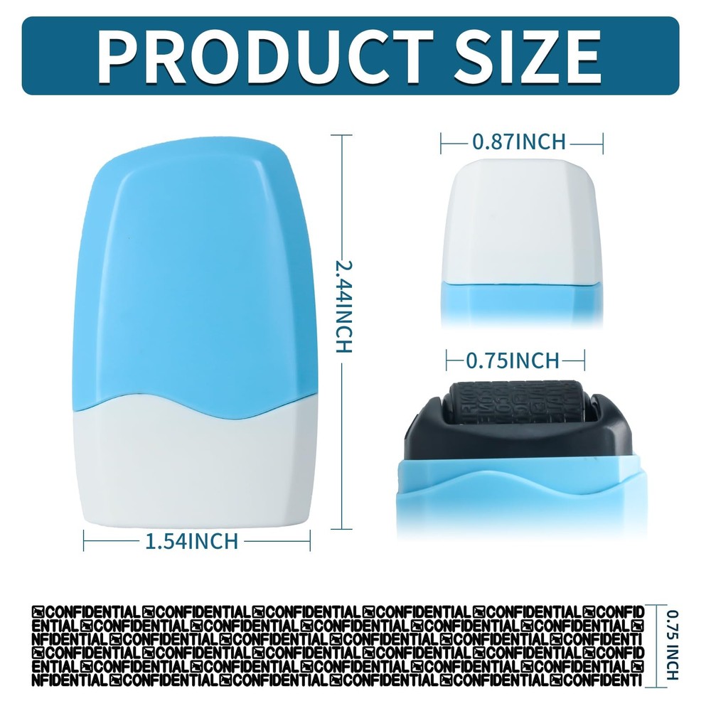 Identity Theft Protection Roller Stamp, Blue, HS-009