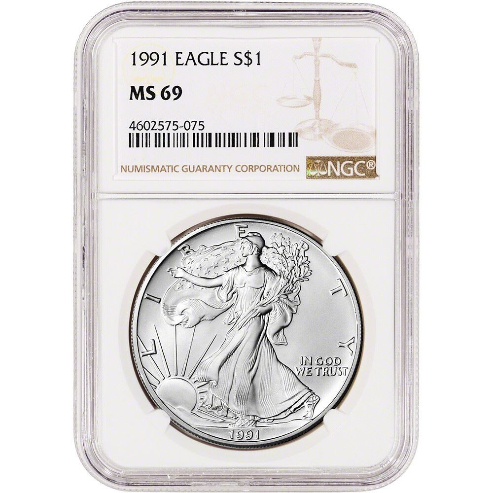1991 American Silver Eagle Coin - NGC MS69