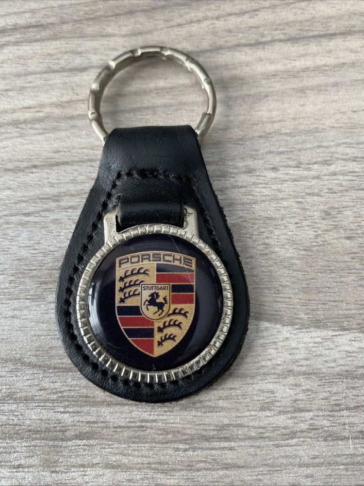 PORSCHE  KEY CHAIN....BLACK LEATHER