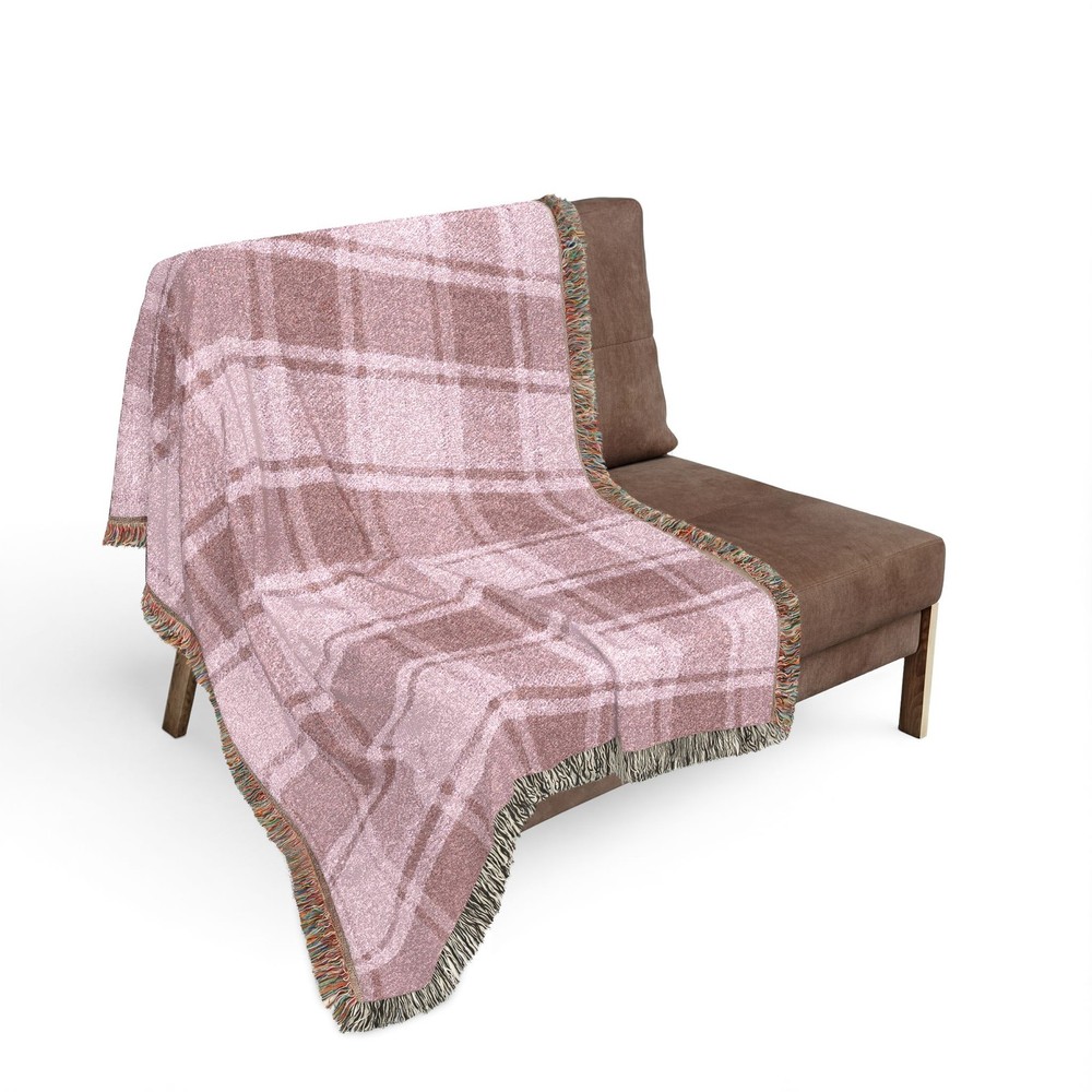 Plaid Pattern Woven Blanket | Pink or Green Check Throw