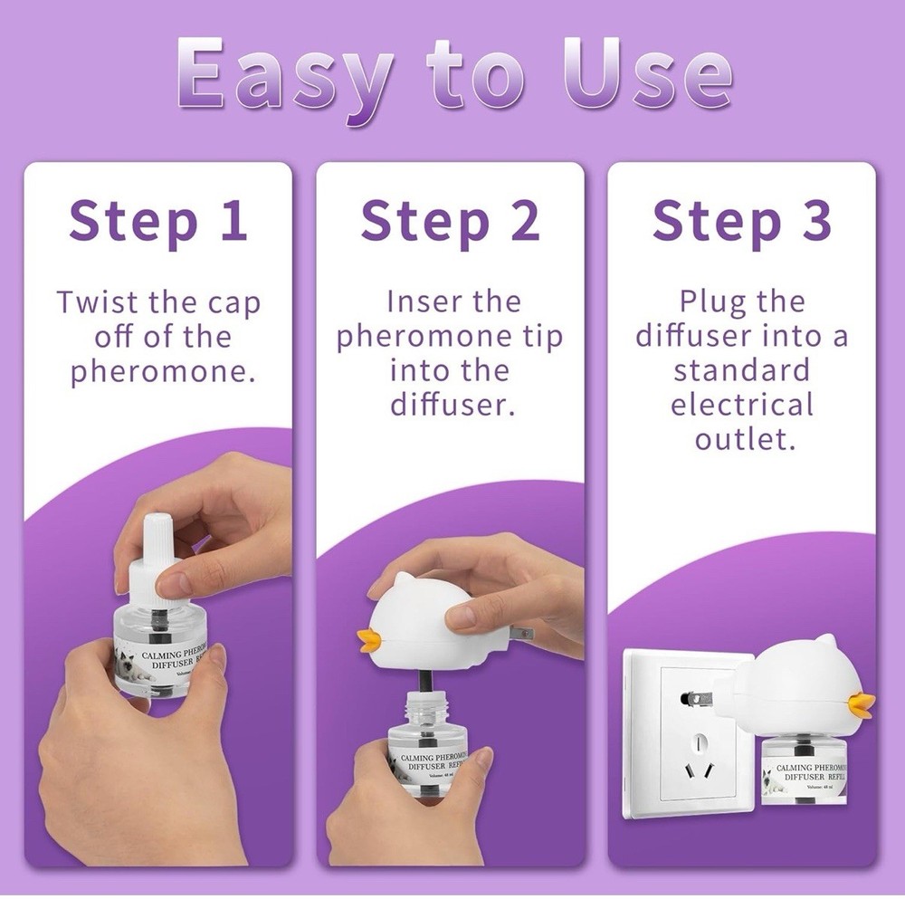 Cat Calming Pheromone Diffuser Kit Plug‑In with 2 Refills Anxiety Relief