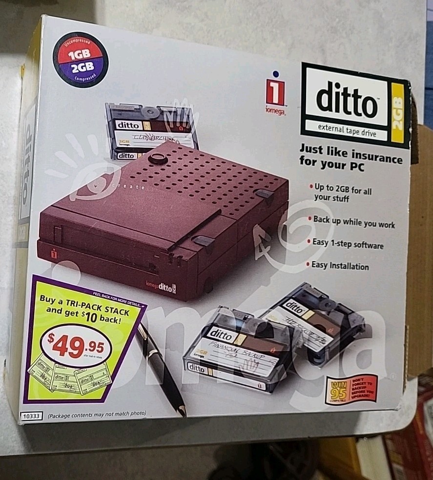 IOMEGA Ditto 2GB External Tape Drive Untested!