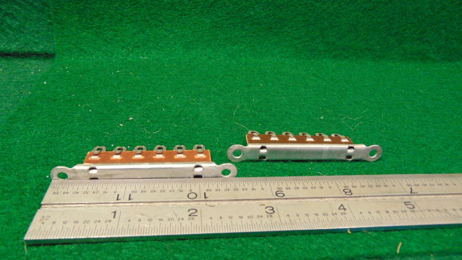 (2) 6 Position Heavy Duty Phenolic Terminal Strip Tie Point 2 Hole Mount NOS