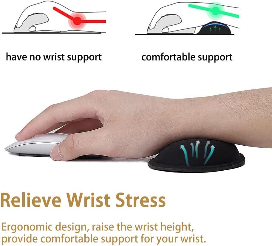 Wrist Rest for Mouse, Ergonomic Memory Foam Cushion Small, Black