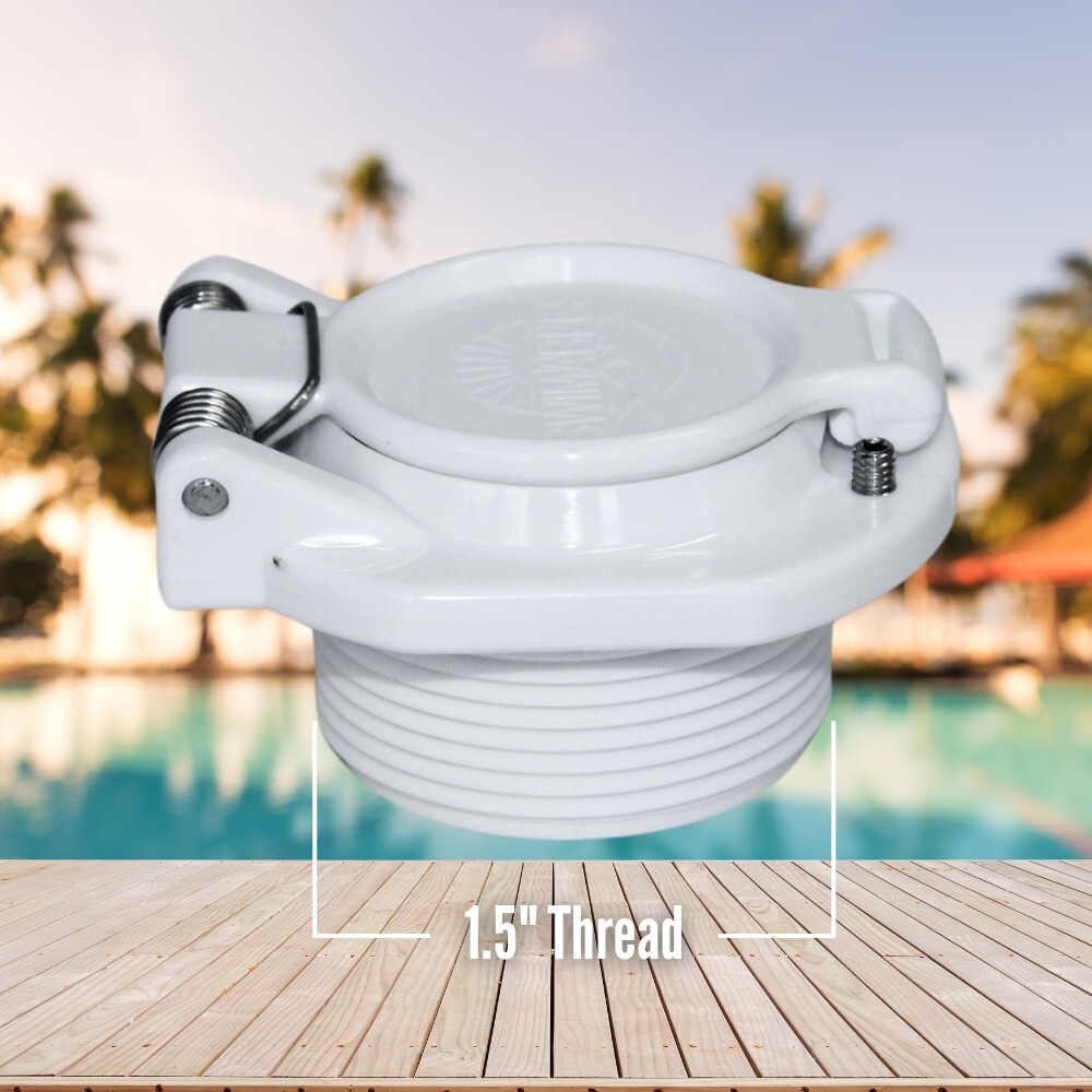 Pool Vac Lock Safety Fitting Compatible w/ Hayward & Pentair 1.5" Thread White