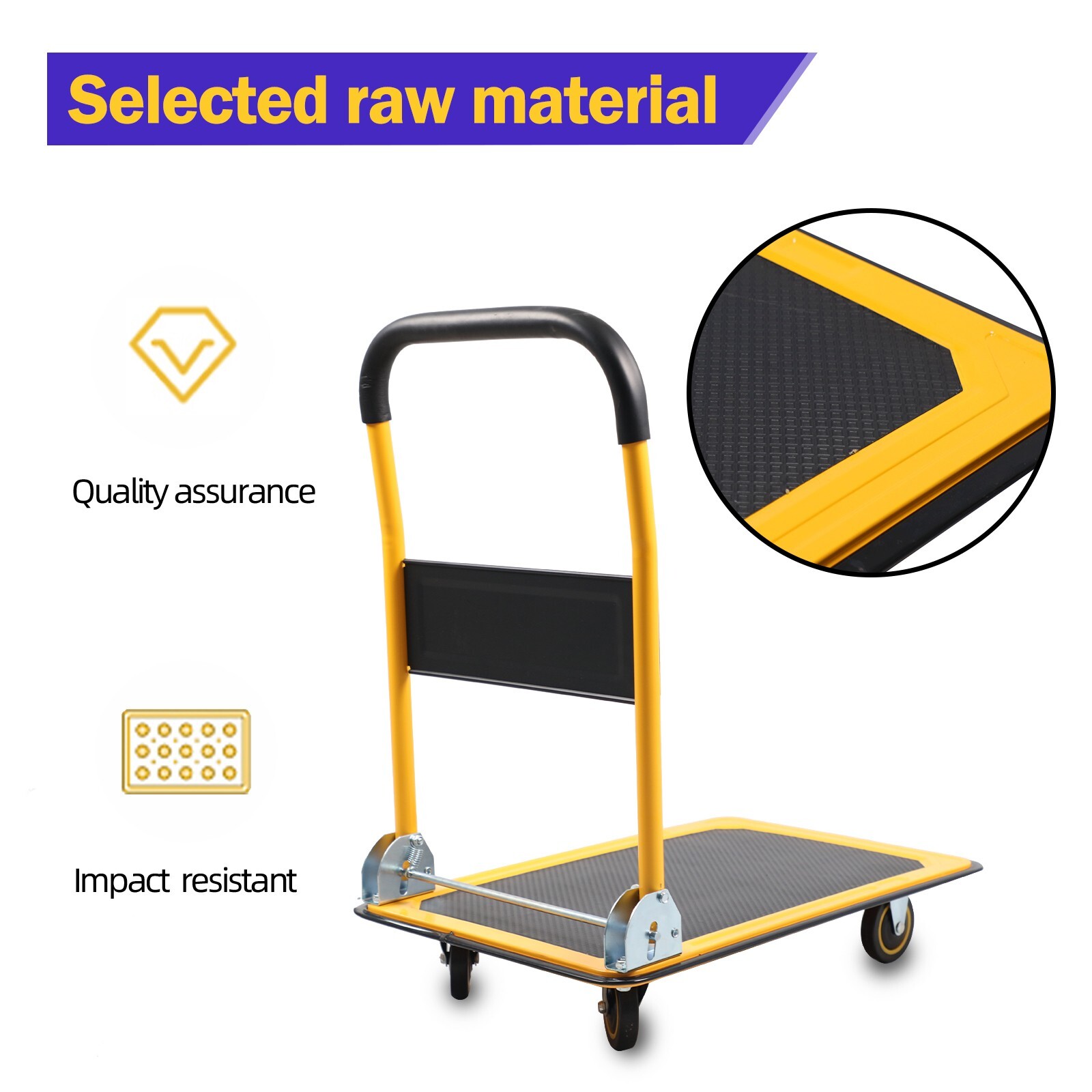 APOLLOLIFT 330lbs Push Dolly Cart Foldable Platform Truck Trolley Hand Truck