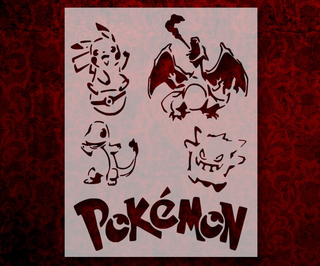 Pokemon Charizard Pikachu Etc. 8.5" x 11" Stencil FAST FREE SHIPPING (88)