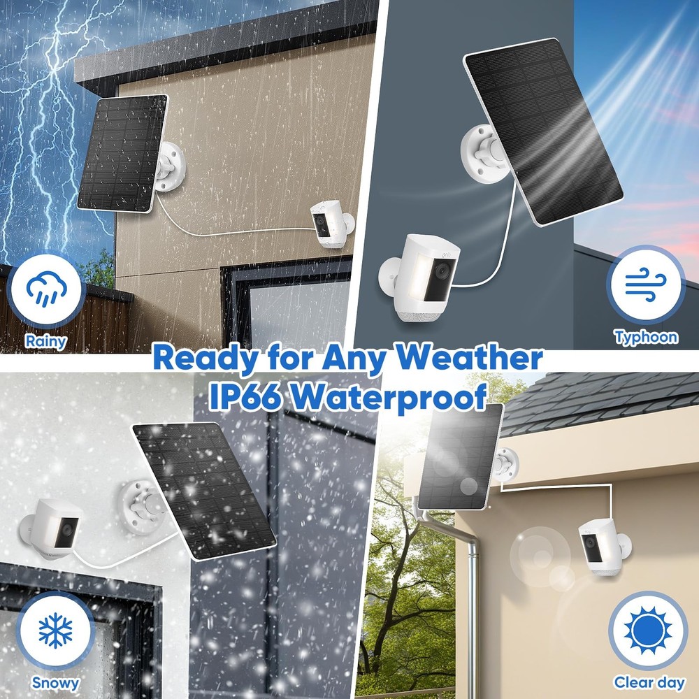 Solar Panel 5W Compatible Camera Essential 2K Outdoor(2nd Gen) White