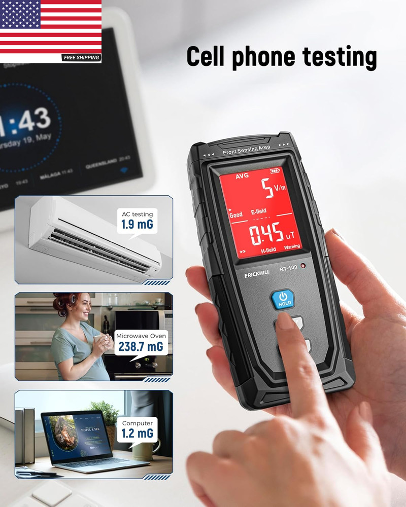 EMF Meter, Detects Electric and Magnetic Fields, Handheld Digital EMF Detector w