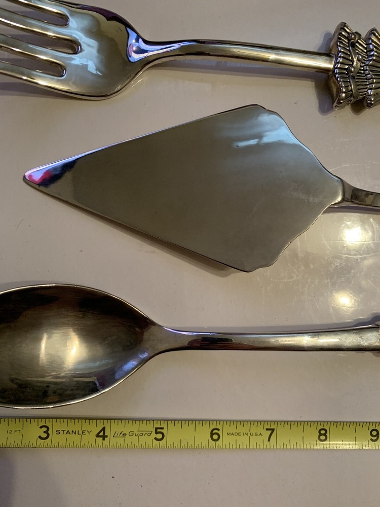 Vtg Christmas International Silver Co. Serving Utensils Spoon Fork Pie Server