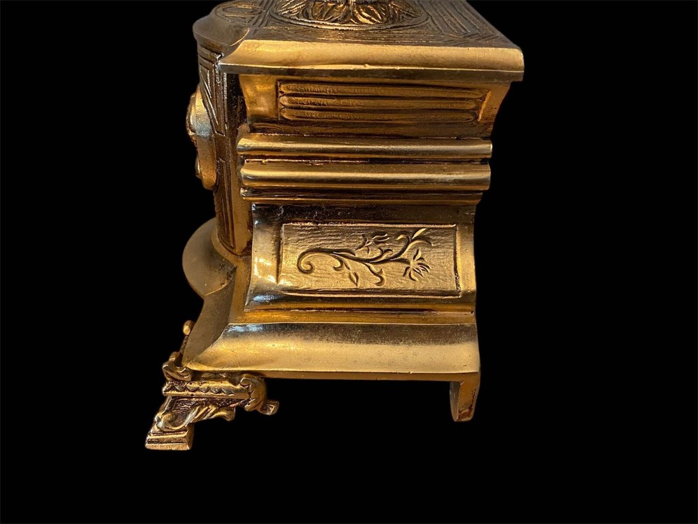 Empire Triptych Gilded Bronze Marble Base Clock and Candlesticks