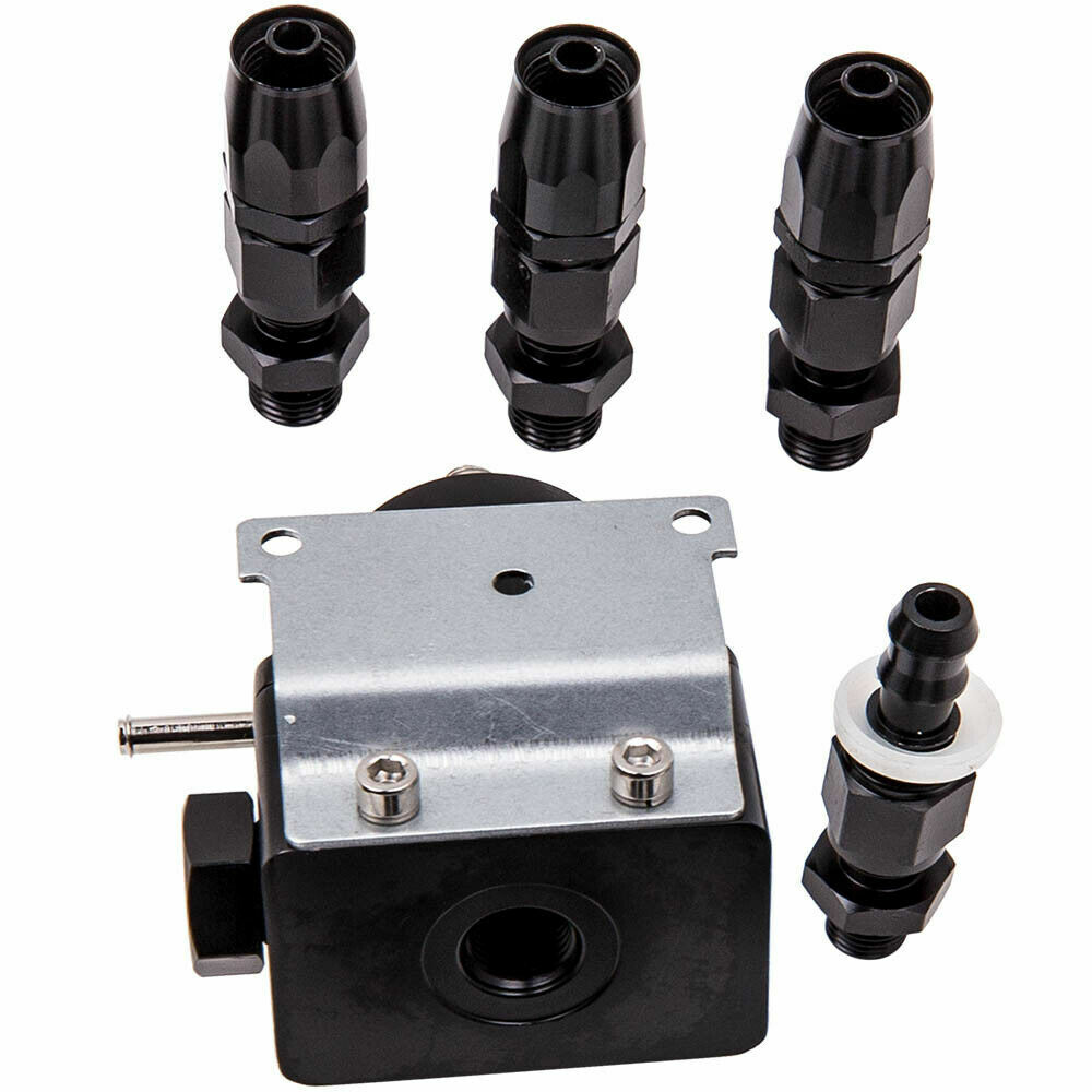 LokoCar Adjustable Fuel Pressure Regulator Kit Oil 0-100psi Gauge -6AN 6AN Black