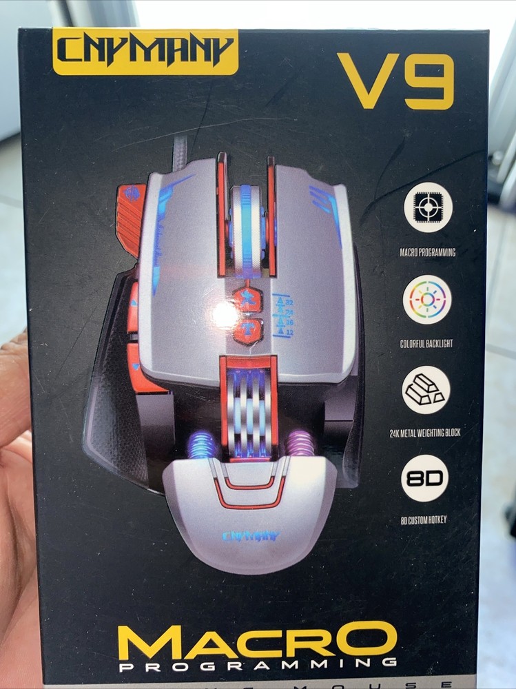 CNYMANY Gaming Mouse Wired V9 Removable Weights Breathing Light 3200 DPI