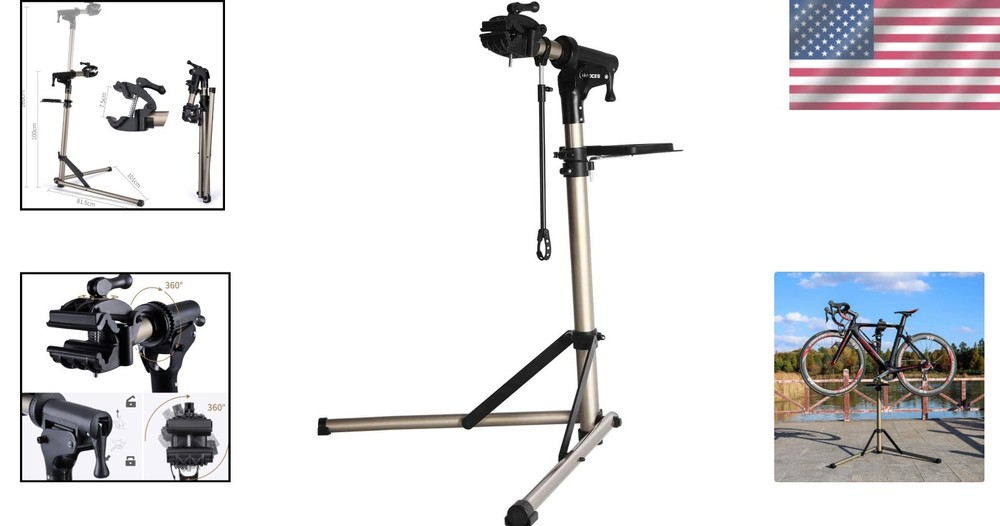 Super Steady Triangle-Based Bike Workstand - Adjustable Height & Rotatable Clamp
