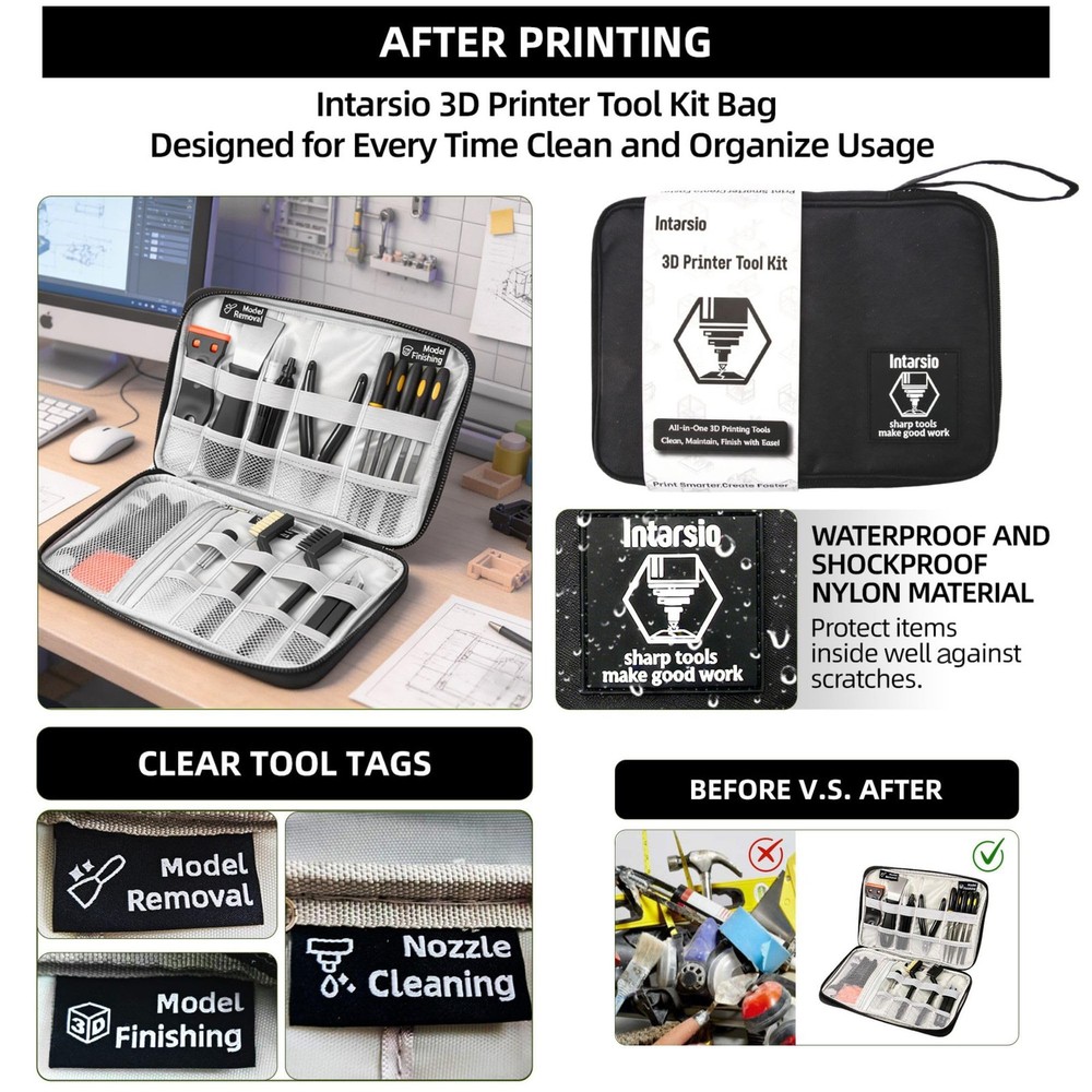 52-in-One 3D Printer Tools Kit, Professional Accessories & black