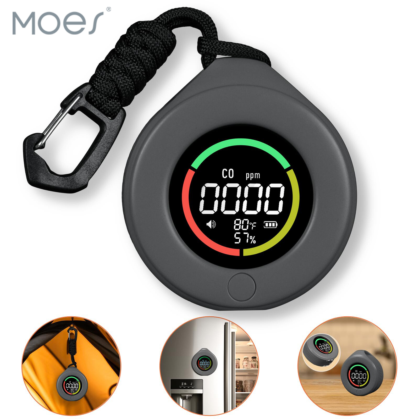 MOES Mini Carbon Monoxide Detector Portable Temp/Humi/CO Meter Travel Camping RV