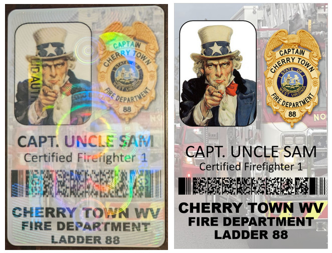 ID CARD BADGE HOLOGRAPHIC CUSTOM PERSONALIZED 1 SIDED