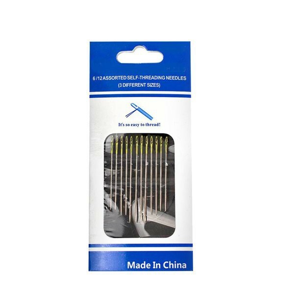 12pcs Self threading easy thread sewing needles mixed sizes pack. US seller