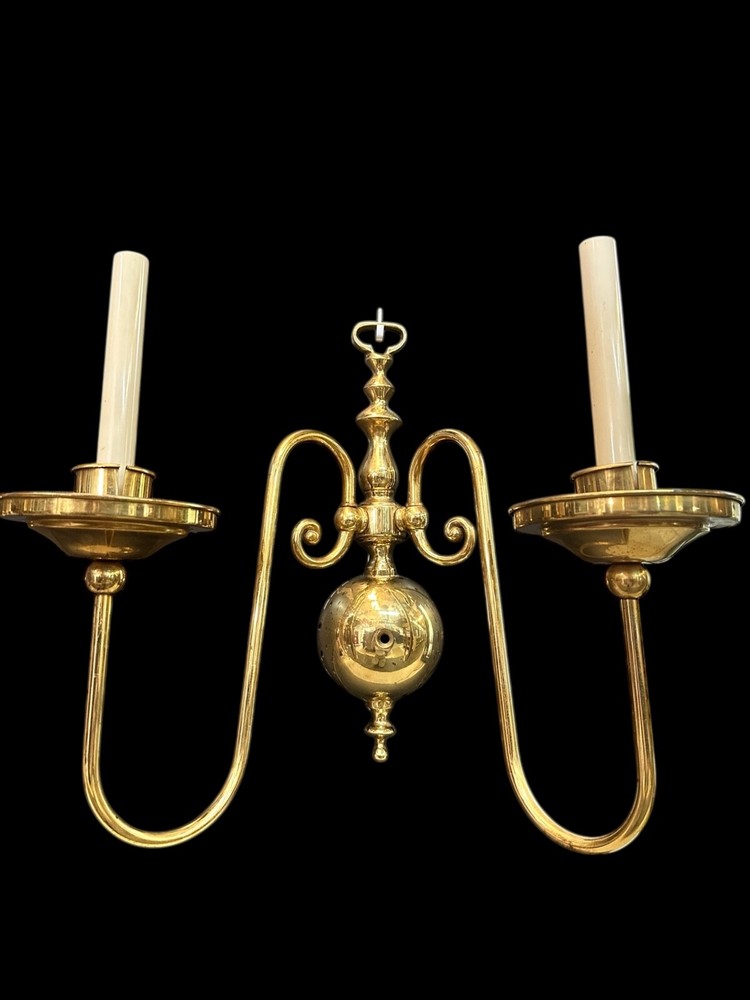 2-Arm Brass Wall Sconce Pair GA20093