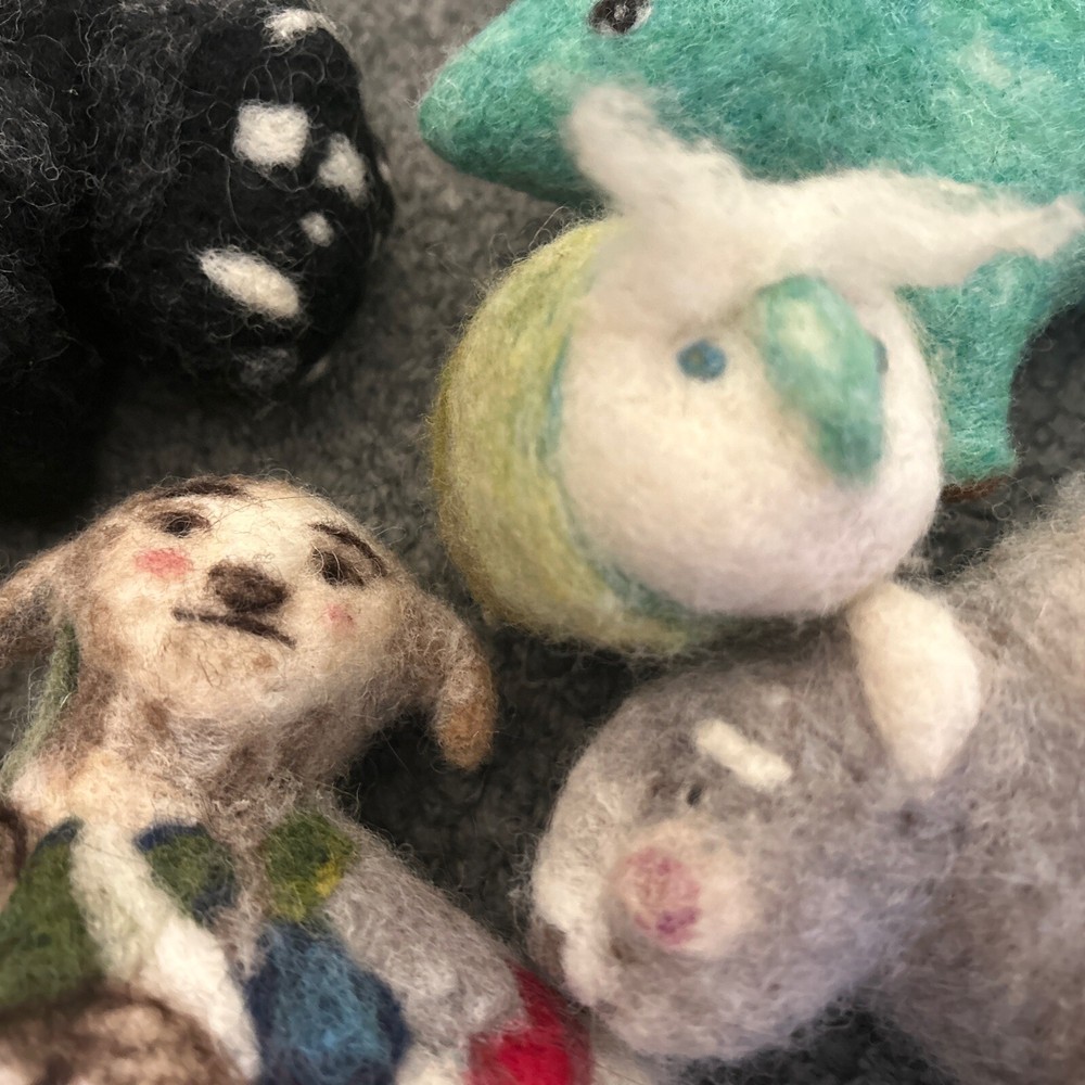 Hand Dyed Wool Animals Sheep Pig Bear Handmade