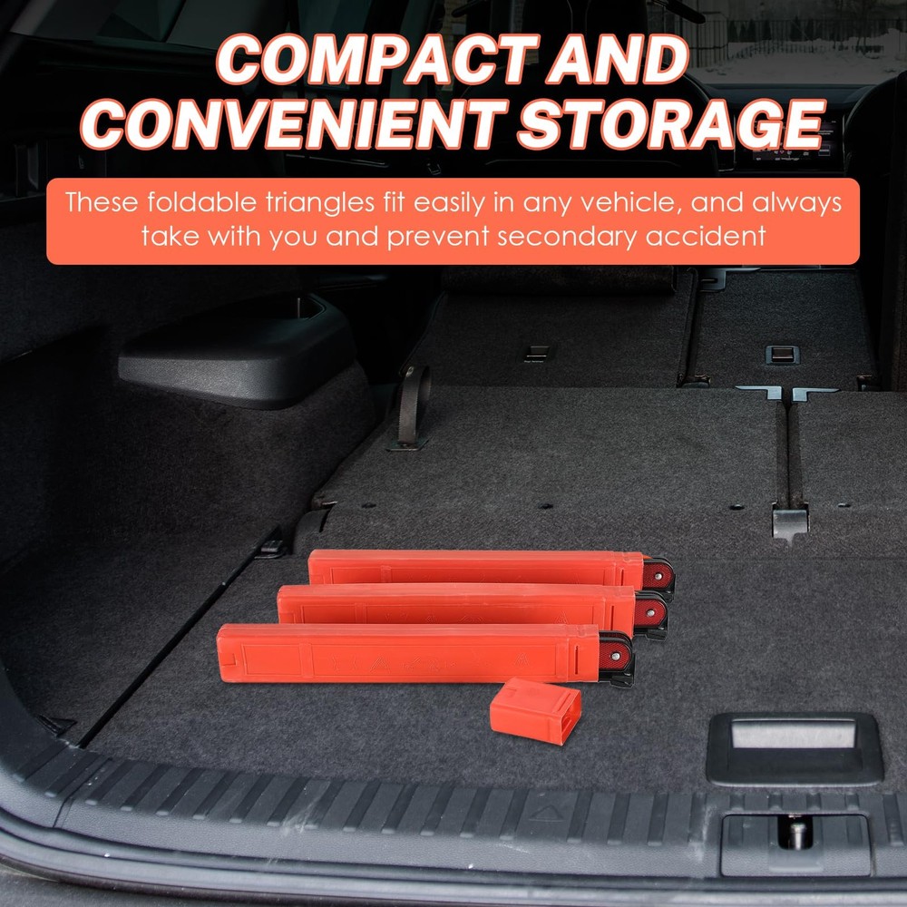 NATGAI 3 Pack Emergency Warning Triangles, Reflective Roadside Safety...