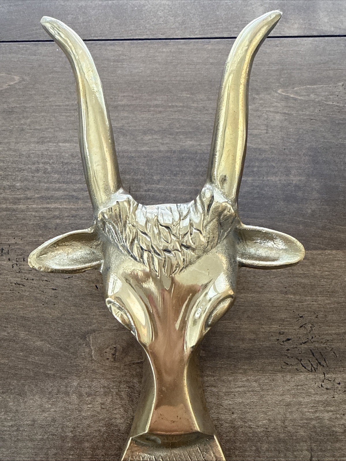 Vintage Brass Boot Jack Remover Goat, Bull Door Stop Heavy