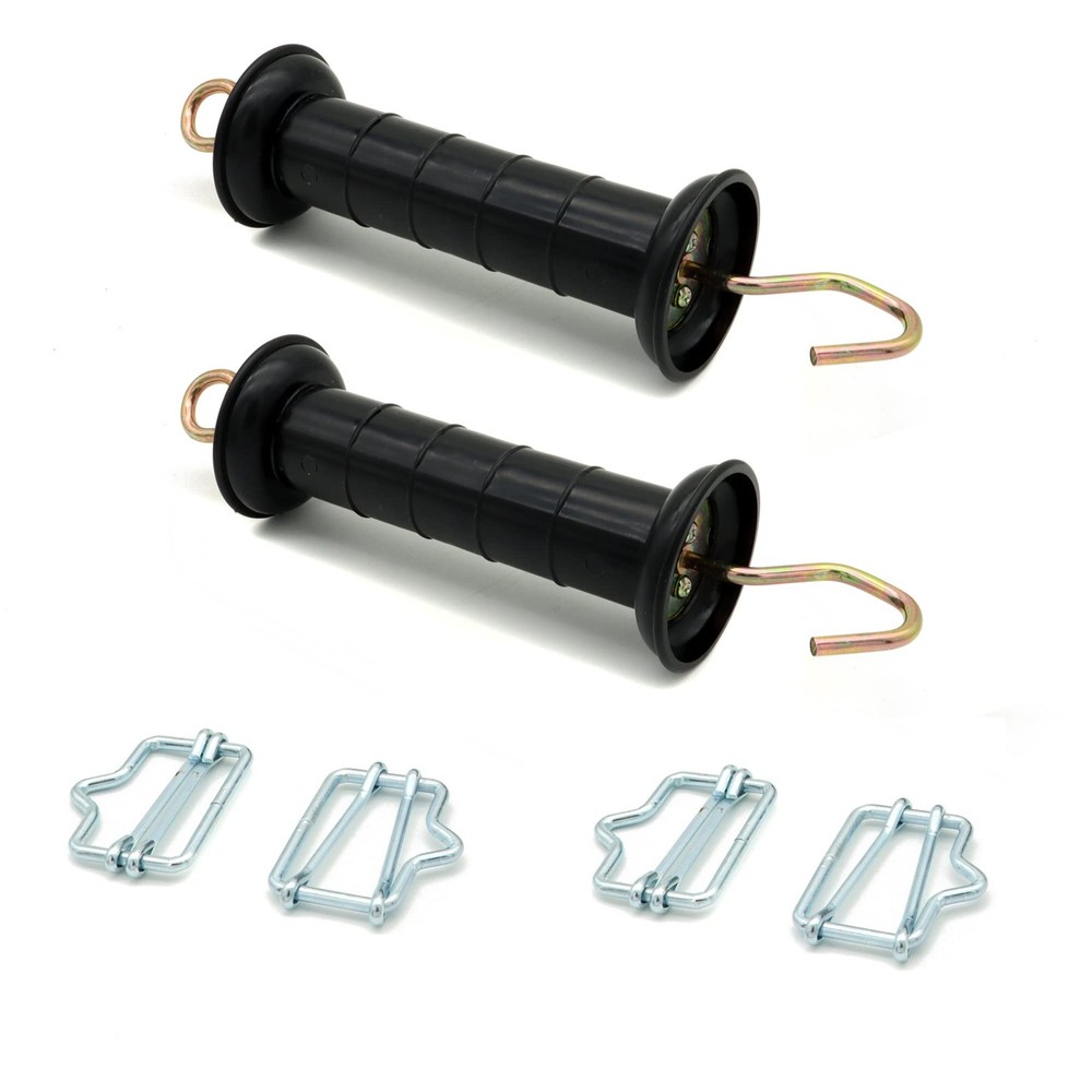 Plastic Electric Fence Gate Handle with Polytape Splicer,Spring Black