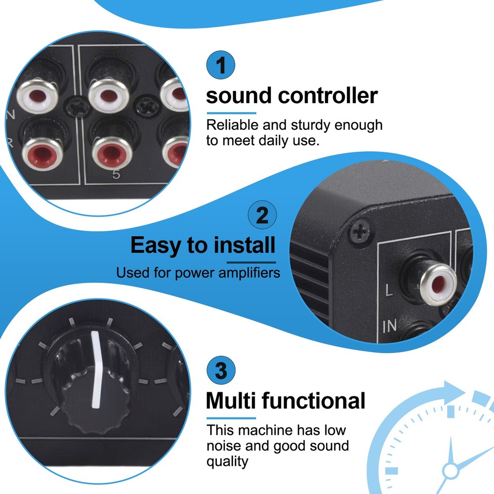 5CH Audio Distributor Stereo Audio Mixer 1 Input 5 Output Splitter for 1768